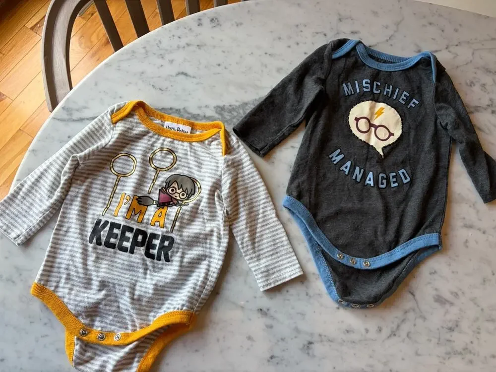 Harry Potter 2 Piece Long Sleeve Bodysuit Set 3-6 Months Snap 'Mischief Managed'